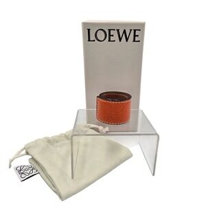 Loewe Small Slap Bracelet Orange Calfskin Leather Anagram Logo